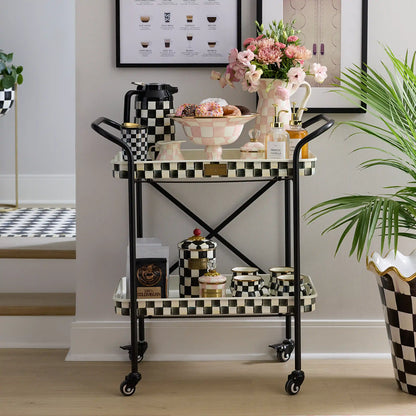 Violet Check 2-Tier Kitchen Cart