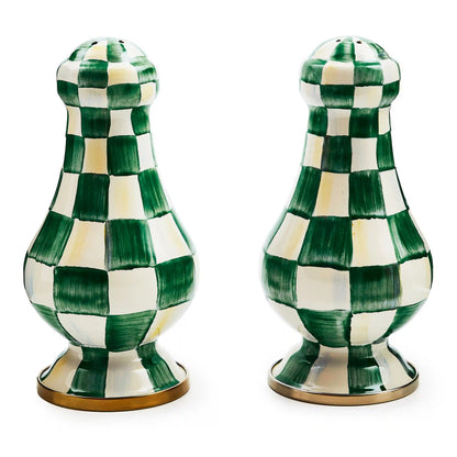 Violet Check Salt & Pepper Shakers