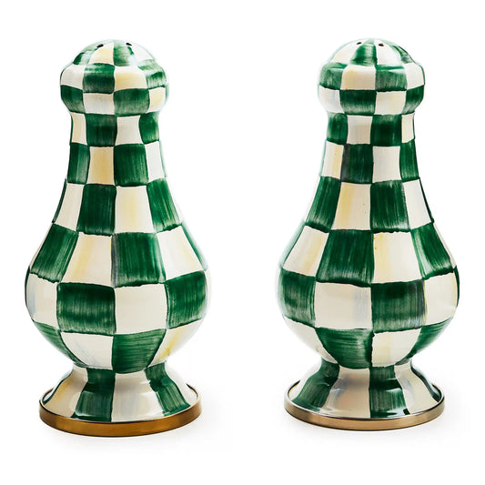 Violet Check Salt & Pepper Shakers