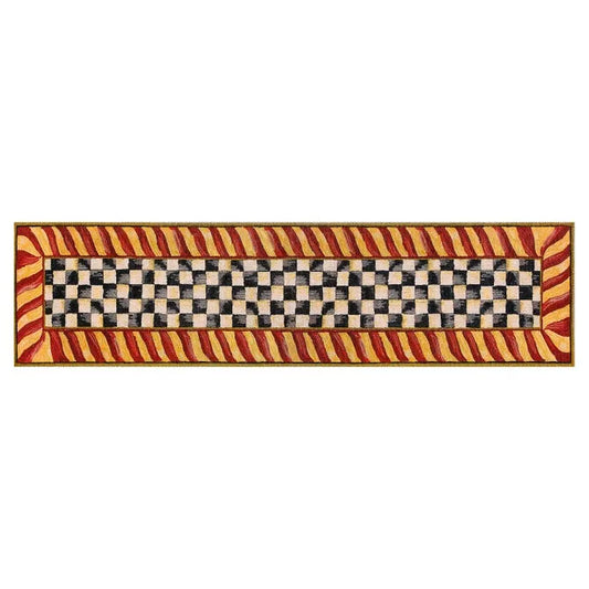 Courtly Check Red & Gold 2'6" x 10' Washable Runner