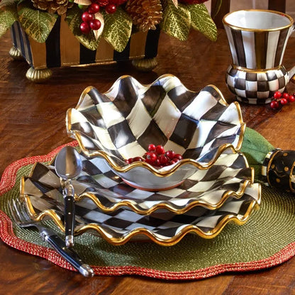 Courtly Check Ceramic Fluted Dessert Plate