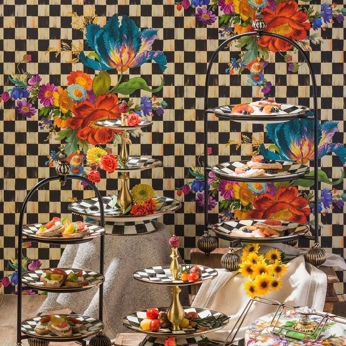 Emerald Check Two Tier Sweet Stand
