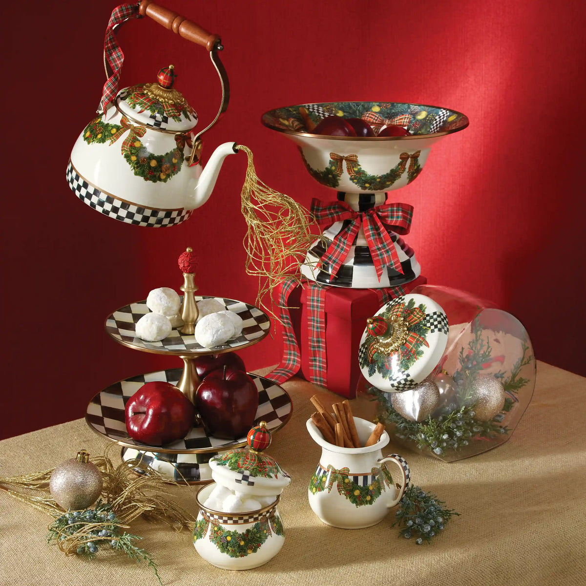 Emerald Check Two Tier Sweet Stand
