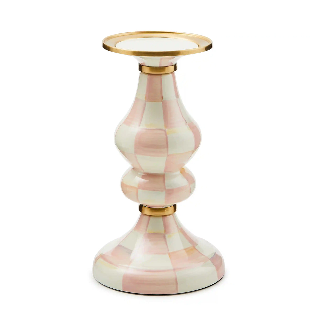Violet Check Large Pillar Candlestick