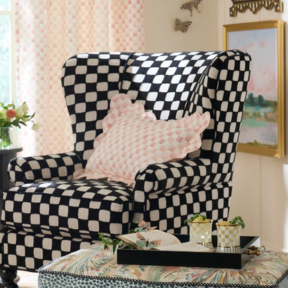 Violet Check Reversible Scalloped Lumbar Throw Pillow