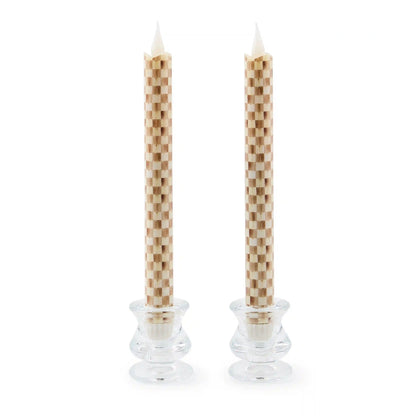 Cherry Check Flameless Dinner Candles, Set of 2