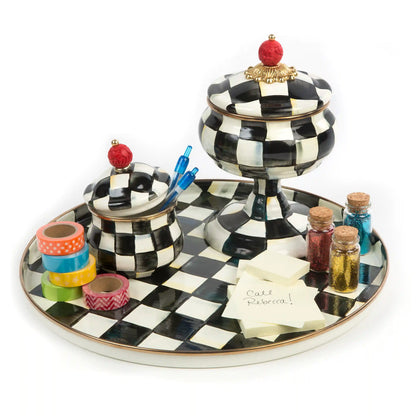 Mocha Check Lidded Sugar Bowl