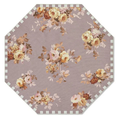 Taupe Wild Rose 6' Octagon Washable Rug