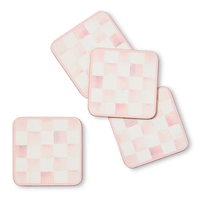 Sterling Check Cork Back Coasters, Set of 4