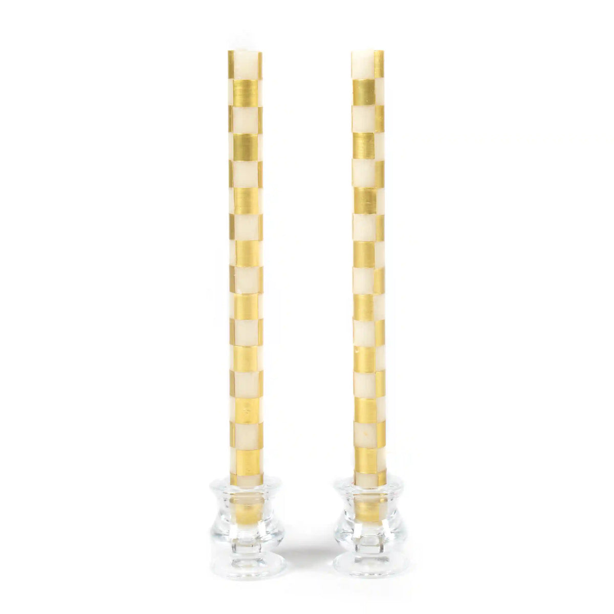 Check Black & Ivory Dinner Candles, Set of 2