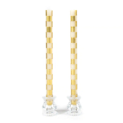 Check Black & Ivory Dinner Candles, Set of 2