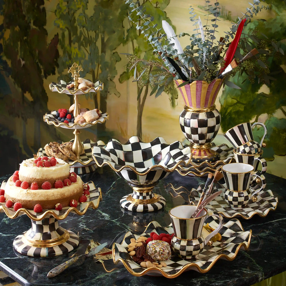 Courtly Check Ceramic Three Tier Sweet Stand