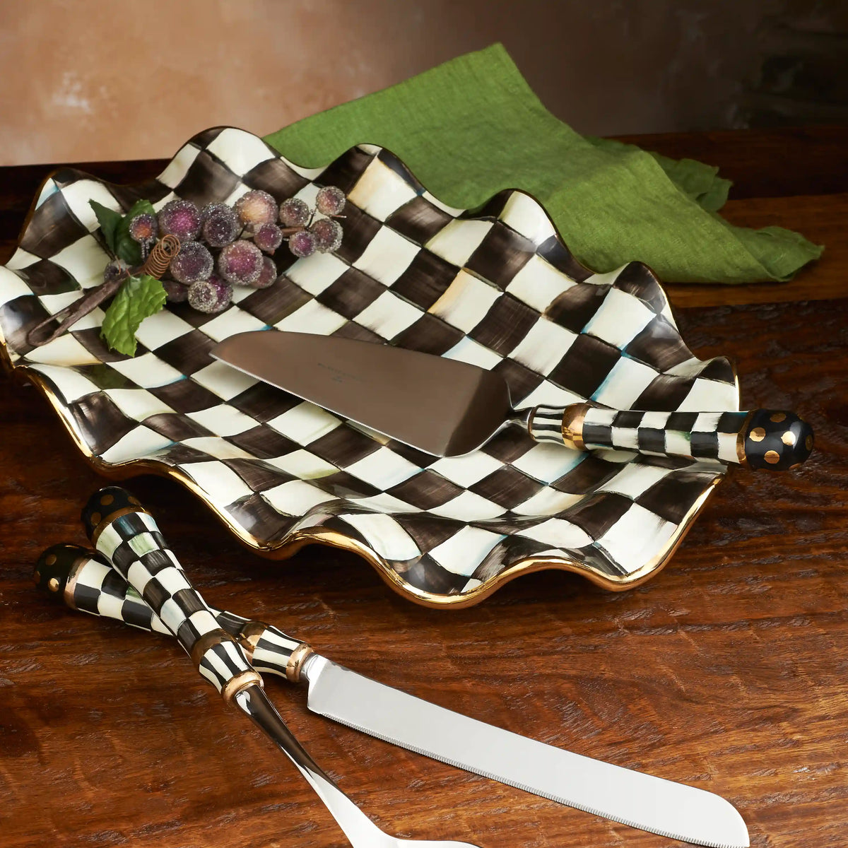 Rosy Check Ceramic Serving Platter