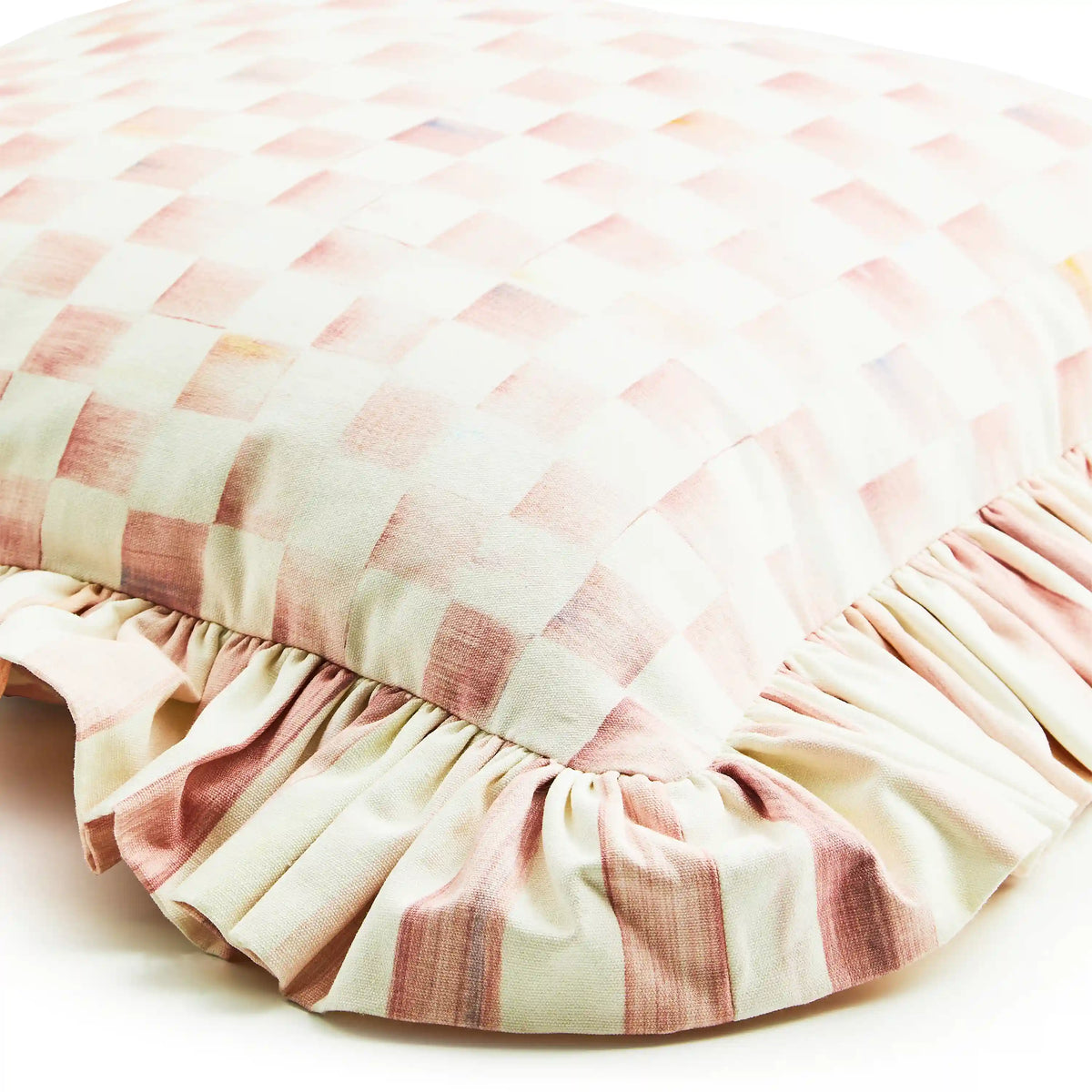 Mocha Stripe Throw Pillow with Ruffle