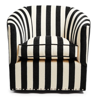 Marquee Black Stripe Chenille Swivel Chair