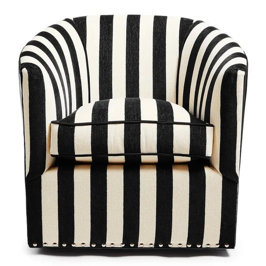 Marquee Black Stripe Chenille Swivel Chair