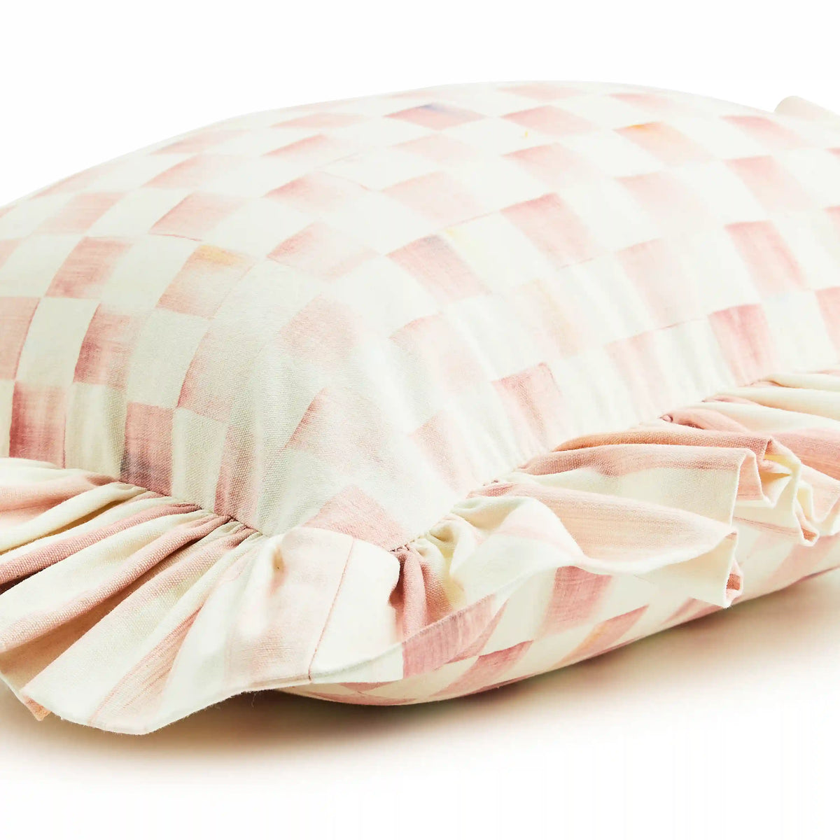 Rosy Stripe Ruffle Throw Pillow