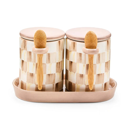 Rosy Check Farmhouse Canisters, Set of 2