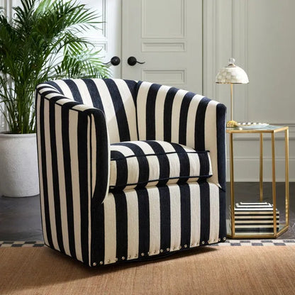 Marquee Black Stripe Chenille Swivel Chair