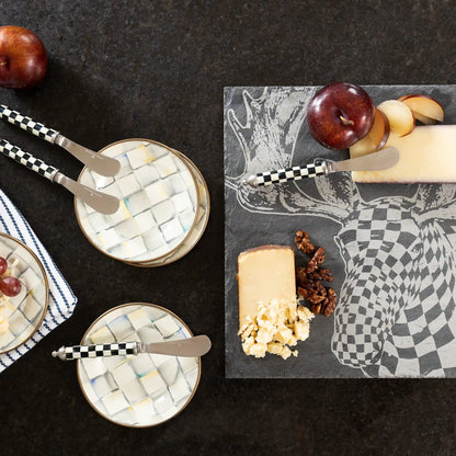 Emerald Check Appetizer Plates, Set of 4