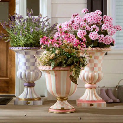 Sterling Check Pedestal Urn