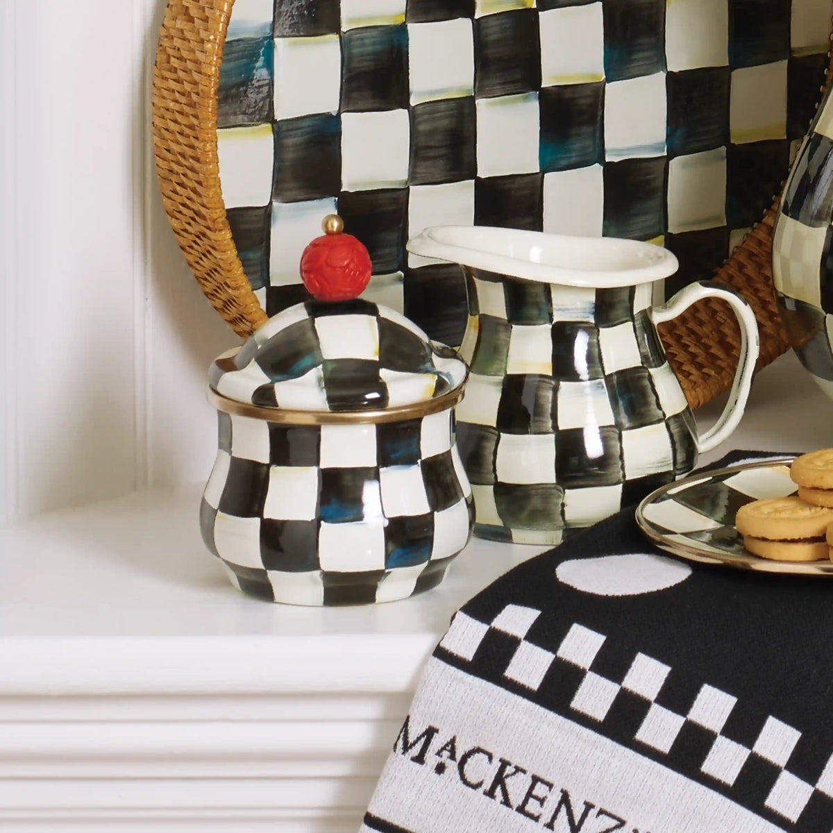 Mocha Check Lidded Sugar Bowl