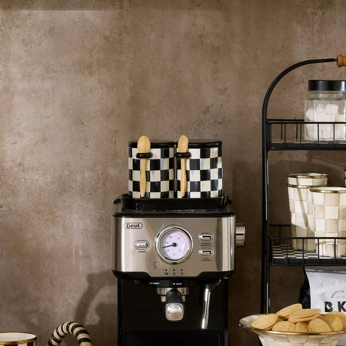 Mocha Check Farmhouse Canister