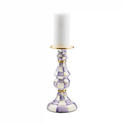 Mocha Check Medium Pillar Candlestick