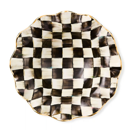 Violet Check Medium Ceramic Fluted Serving Bowl