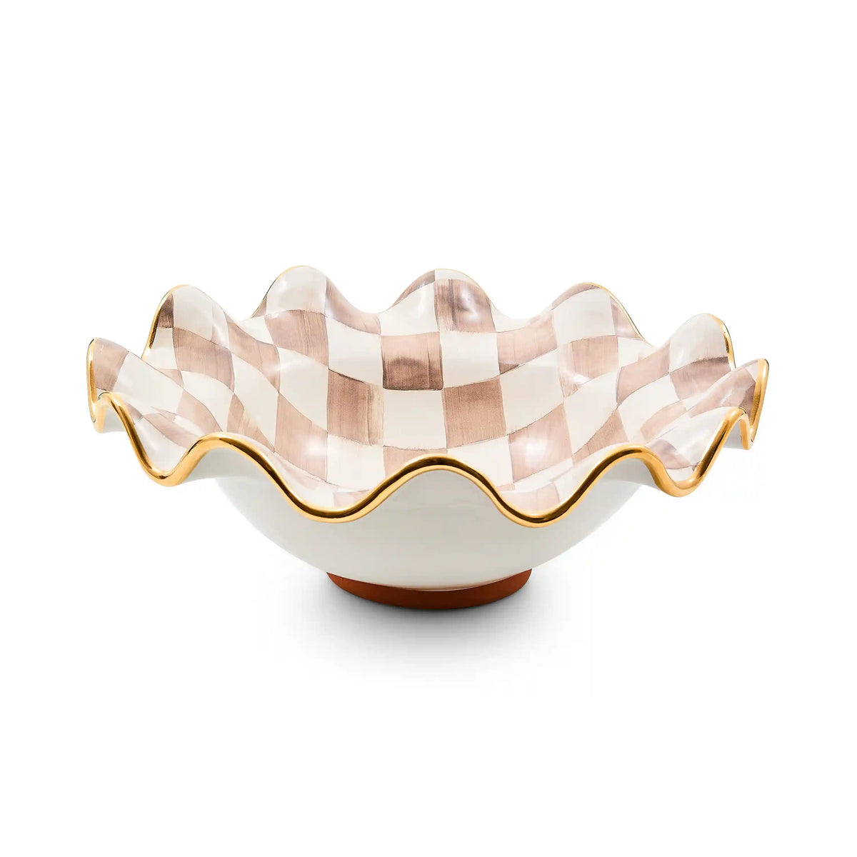 Violet Check Medium Ceramic Fluted Serving Bowl