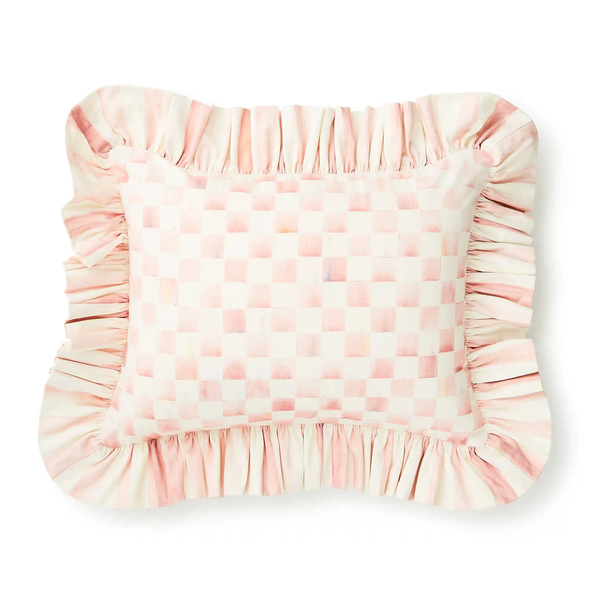 Rosy Stripe Ruffle Throw Pillow