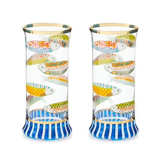 Go Fish Highball Glass, Set of 2