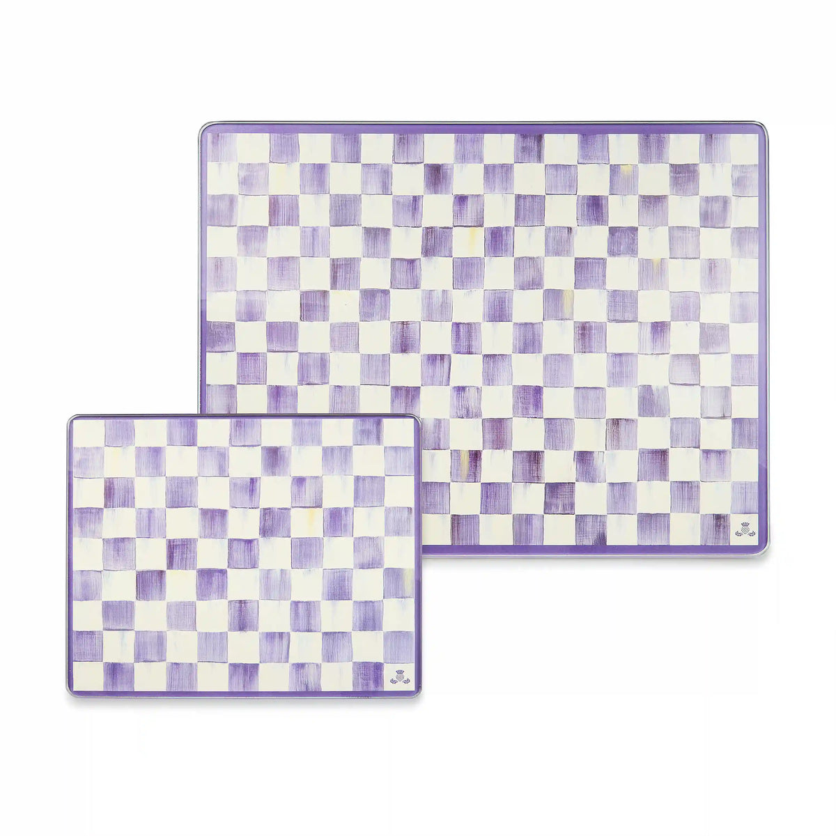 Mocha Check Glass Cutting Boards, Set of 2