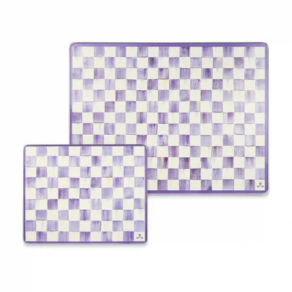 Rosy Check Glass Cutting Boards, Set of 2