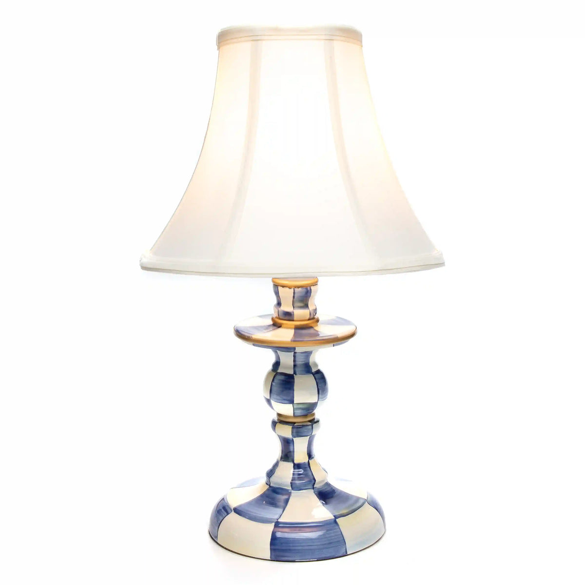 Mocha Check Candlestick Lamp