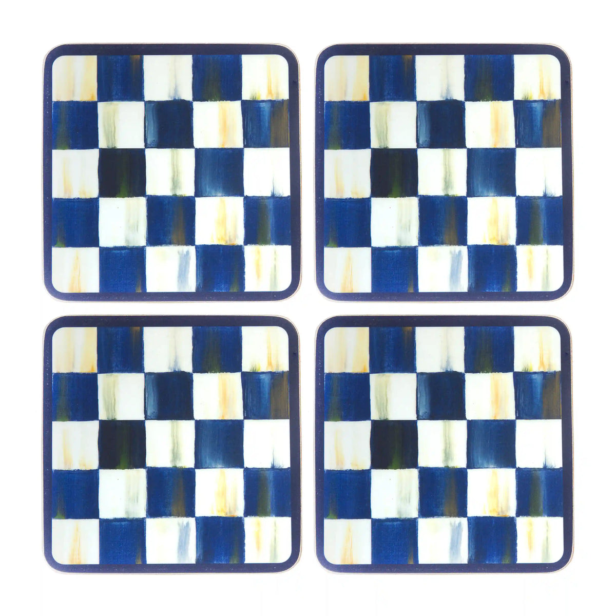 Mocha Check Cork Back Coasters, Set of 4