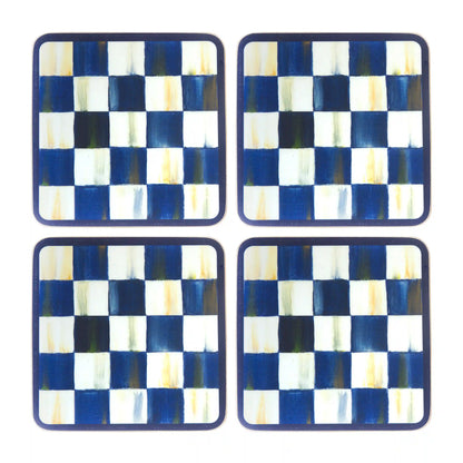 Mocha Check Cork Back Coasters, Set of 4