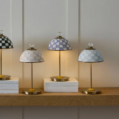 Emerald Check LED Rechargeable Dome Table Lamp