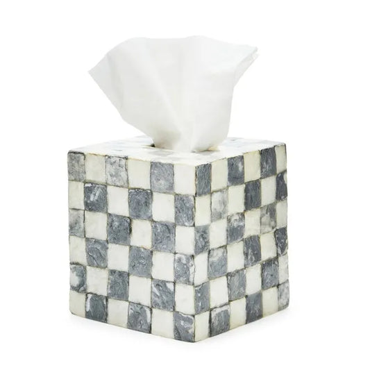 Sterling Check Capiz Boutique Tissue Box Cover