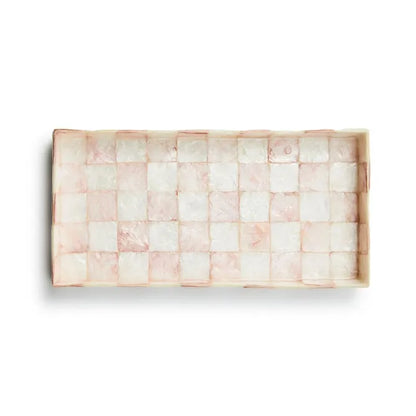 Rosy Check Capiz Vanity Tray