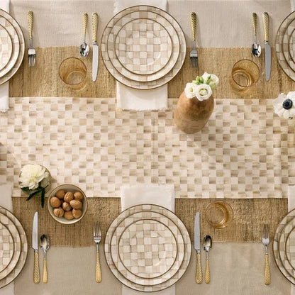 Mocha Check Charger/Plate
