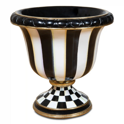 Violet Check Pedestal Urn