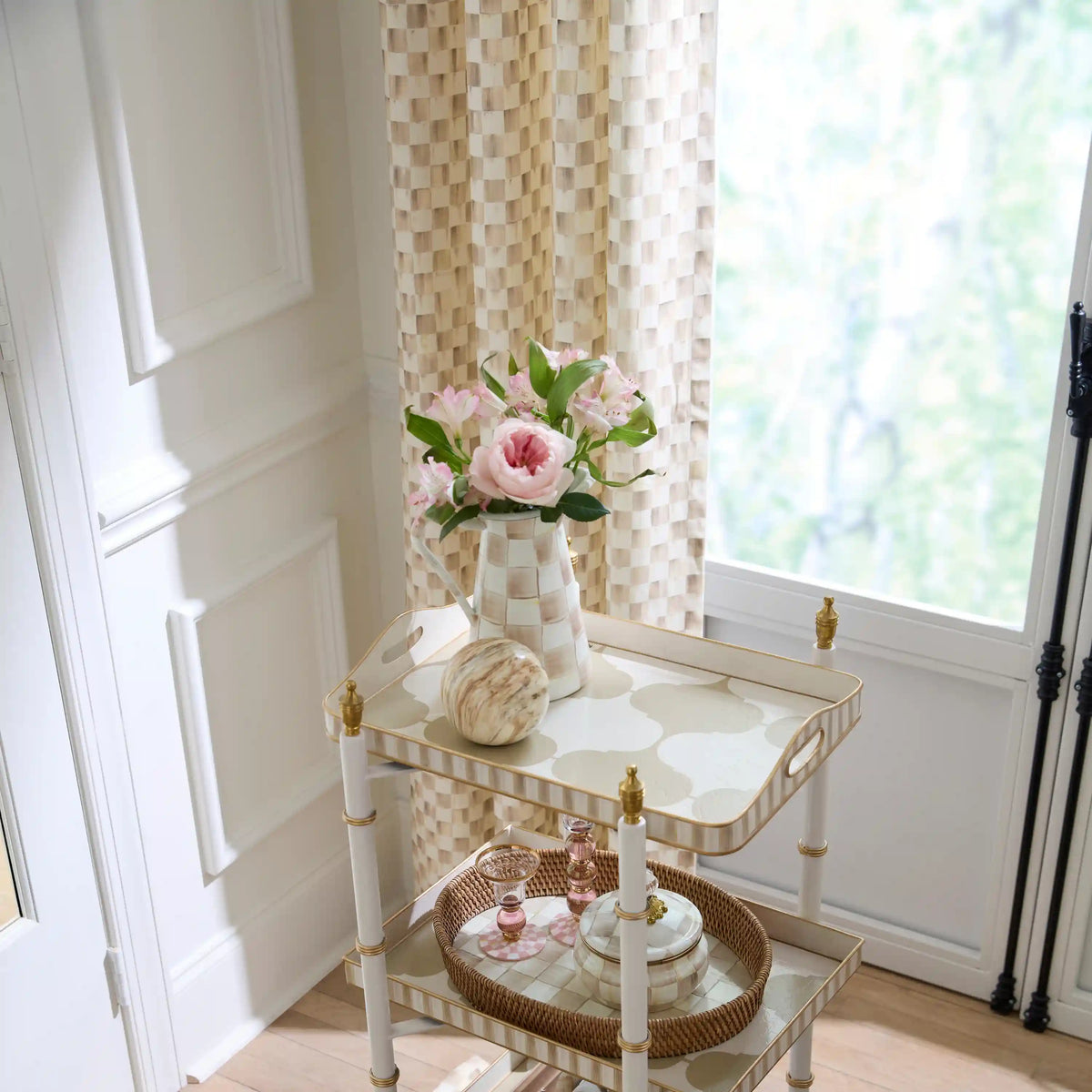 Mocha Check 84" Grommet Curtain Panel