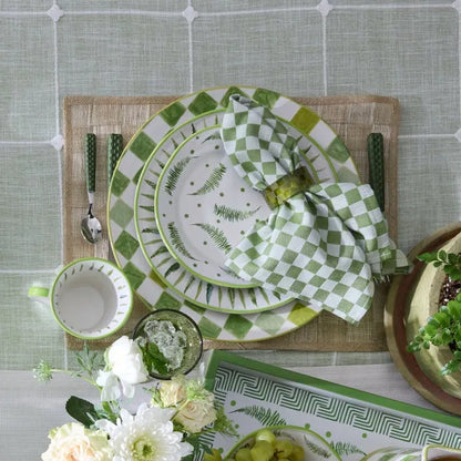 Green Check Napkin Rings, Set of 4
