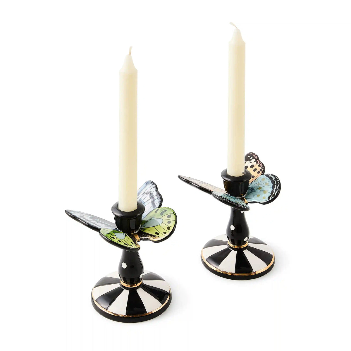 Rosy Check Butterfly Candle Holders, Set of 2