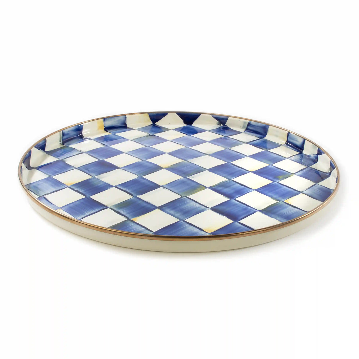 Sterling Check Round Tray