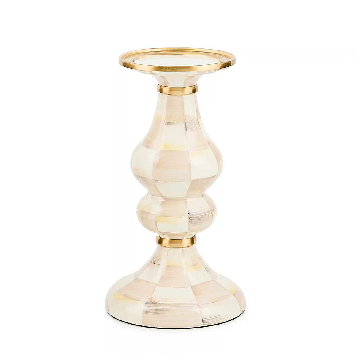 Violet Check Large Pillar Candlestick