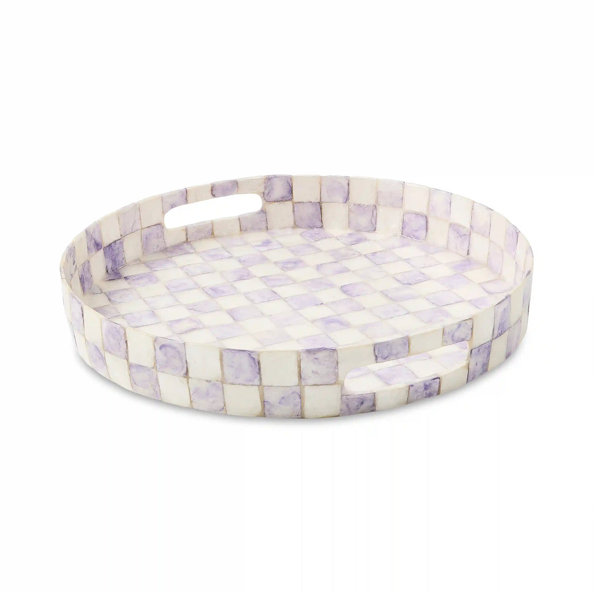 Rosy Check Capiz Round Tray