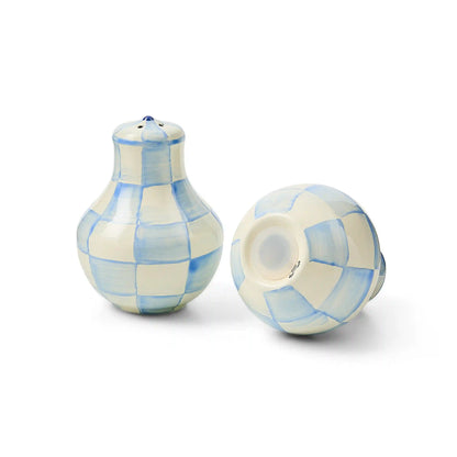 Violet Check Large Salt & Pepper Shakers