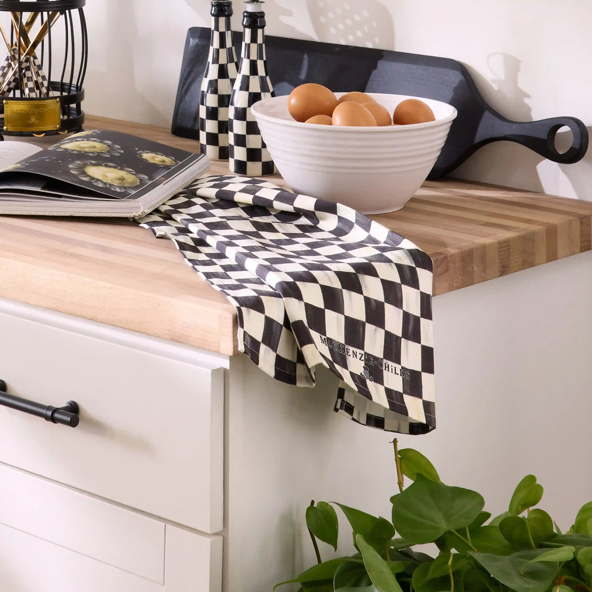 Violet Check Printed Dish Towel